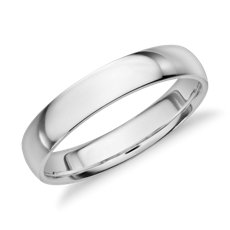 14k 白金中量內圈卜身設計結婚戒指（4 毫米）