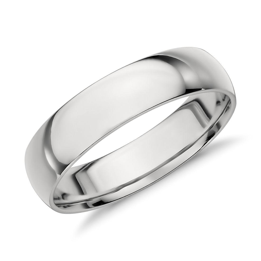 5mm Solid Platinum Plain Dome Half Round Comfort Fit Wedding Band Ring All Sizes 