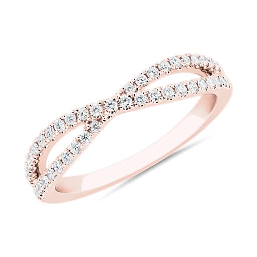 Infinity Twist Diamond Anniversary Ring in 14k Rose Gold (1/4 ct. tw ...