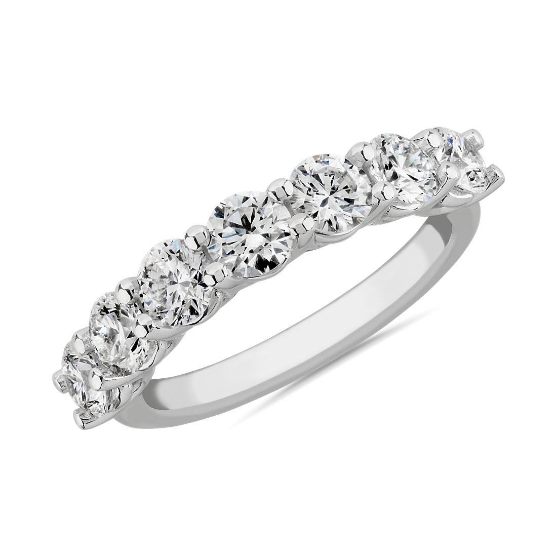 Lab Grown Diamond Low Dome Seven Stone Ring in 14k White Gold (1 1/2 ct. tw.)