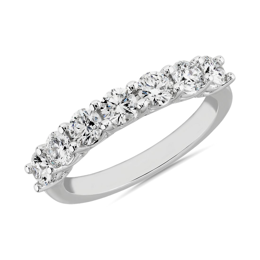 Lab Grown Diamond Low Dome Seven Stone Ring in 14k White Gold (0.96 ct. tw.)