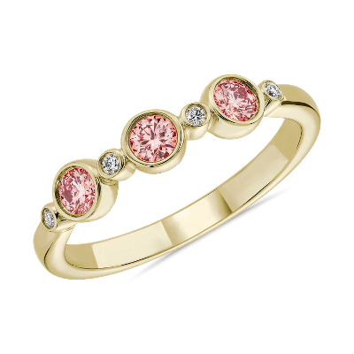 LIGHTBOX LabGrown Pink Diamond Round Stackable Ring in 14k Yellow Gold (1/3 ct. tw.) Blue Nile JP