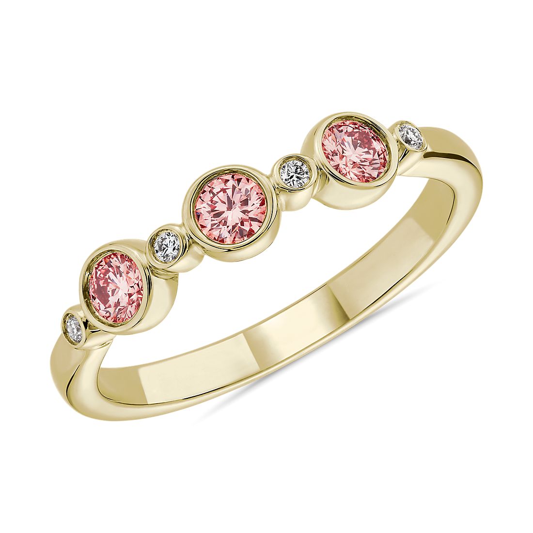 14k 黃金LIGHTBOX 實驗室培育粉紅色圓鑽層疊戒指（1/3 克拉總重量）