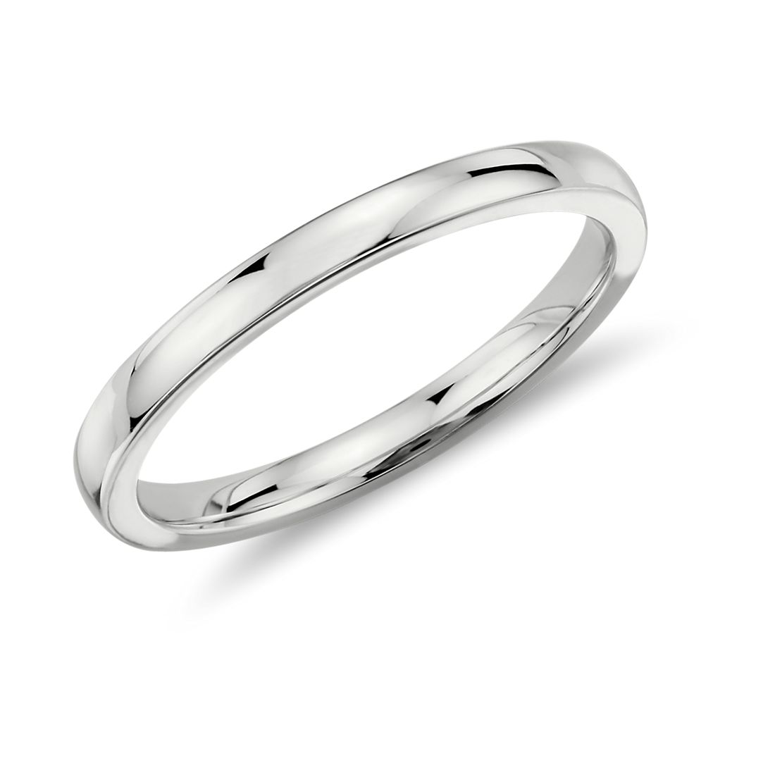 Low Dome Comfort Fit Wedding Ring in 14k White Gold (2 mm)
