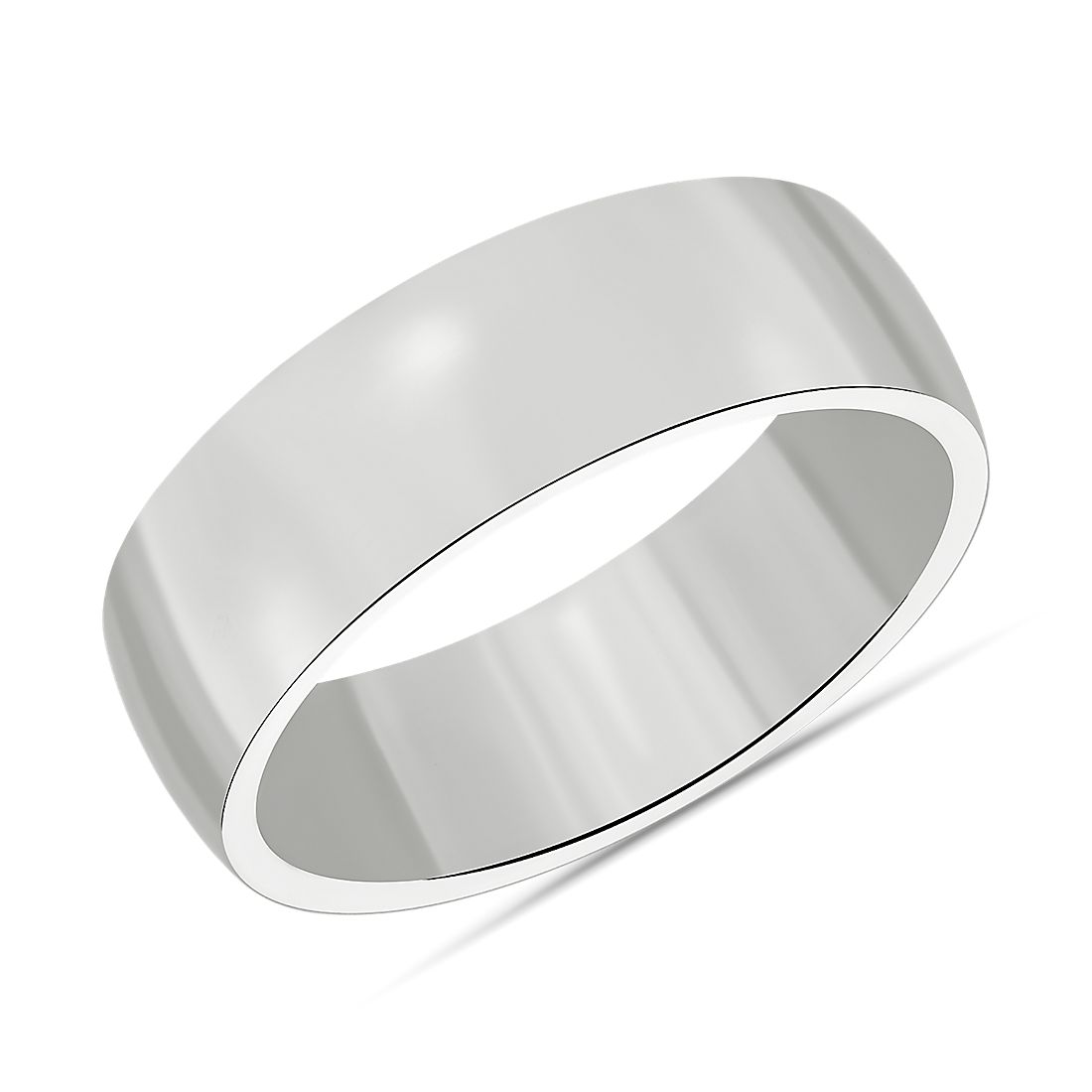 Low Dome Comfort Fit Wedding Ring in 14k White Gold (7 mm)