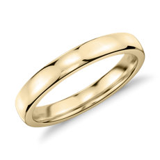 18k 黃金低圓頂內圈卜身設計結婚戒指（3 毫米）