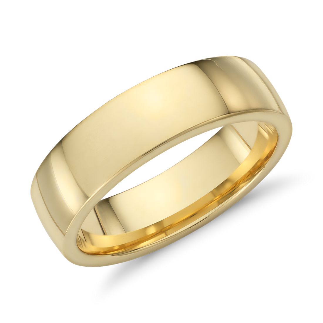 18k 金低拱内圈圆弧形设计结婚戒指（6 毫米）