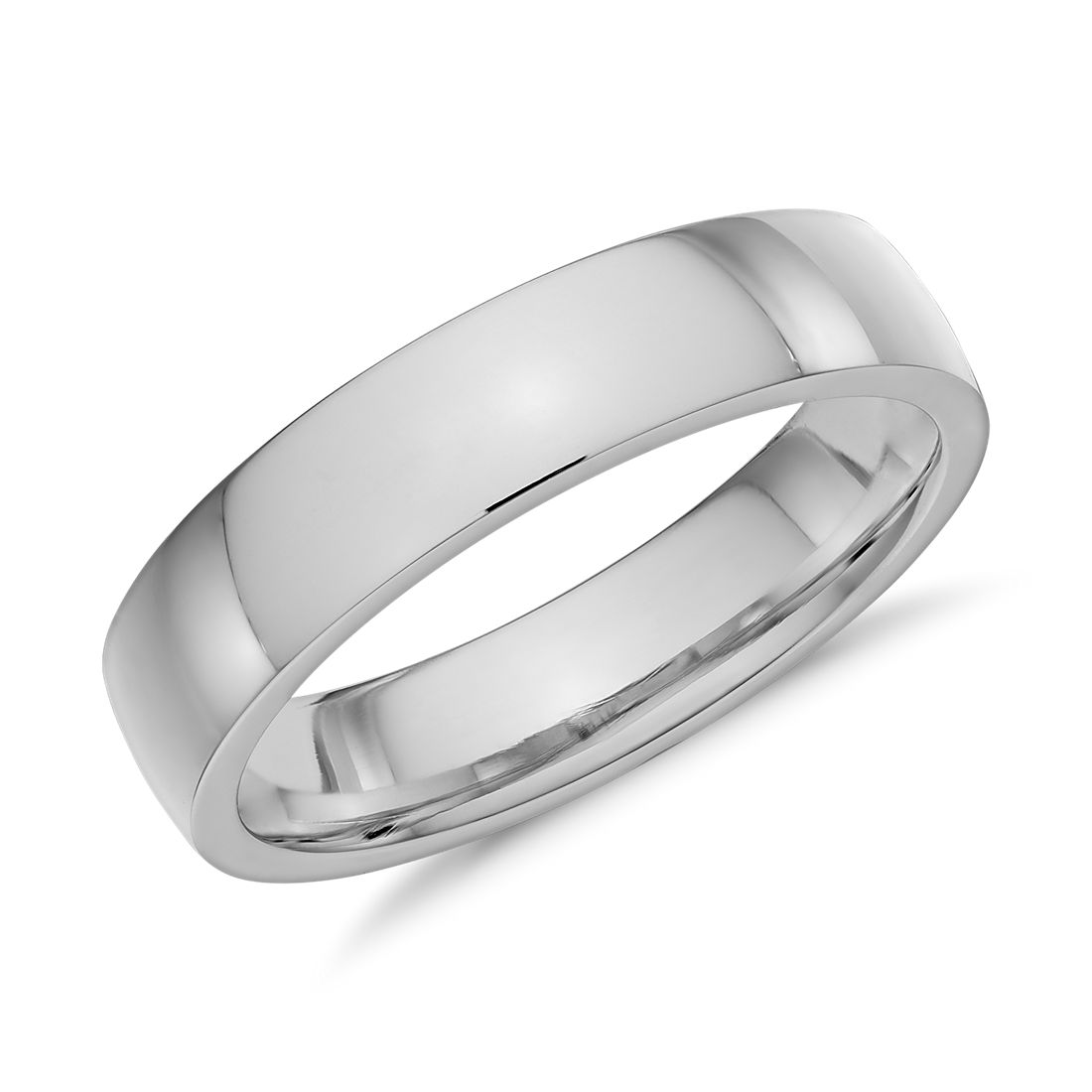 14k 白金低圓頂內圈卜身設計結婚戒指（5 毫米） 