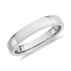 Low Dome Comfort Fit Wedding Ring in 18k White Gold (4mm)