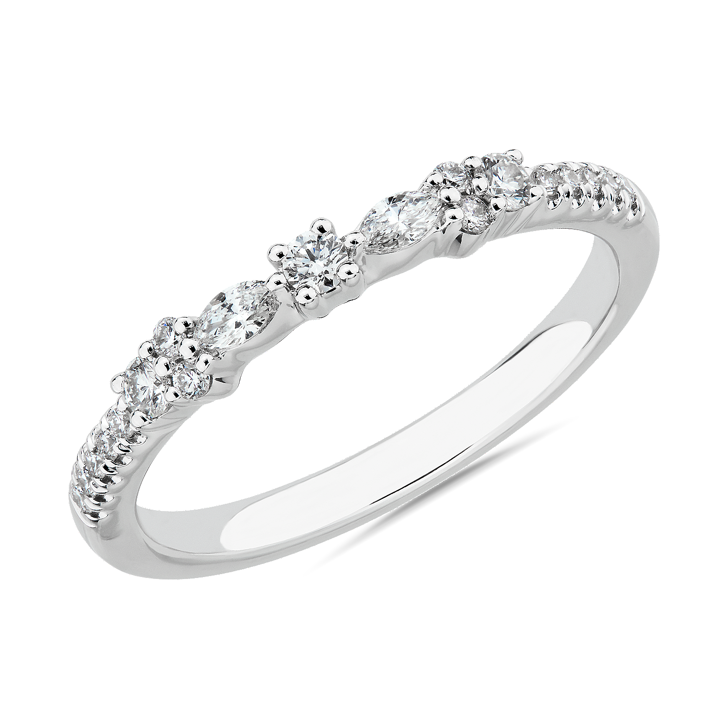 Marquise and Round Bow Diamond Band in Platinum (1/5 ct. tw.)