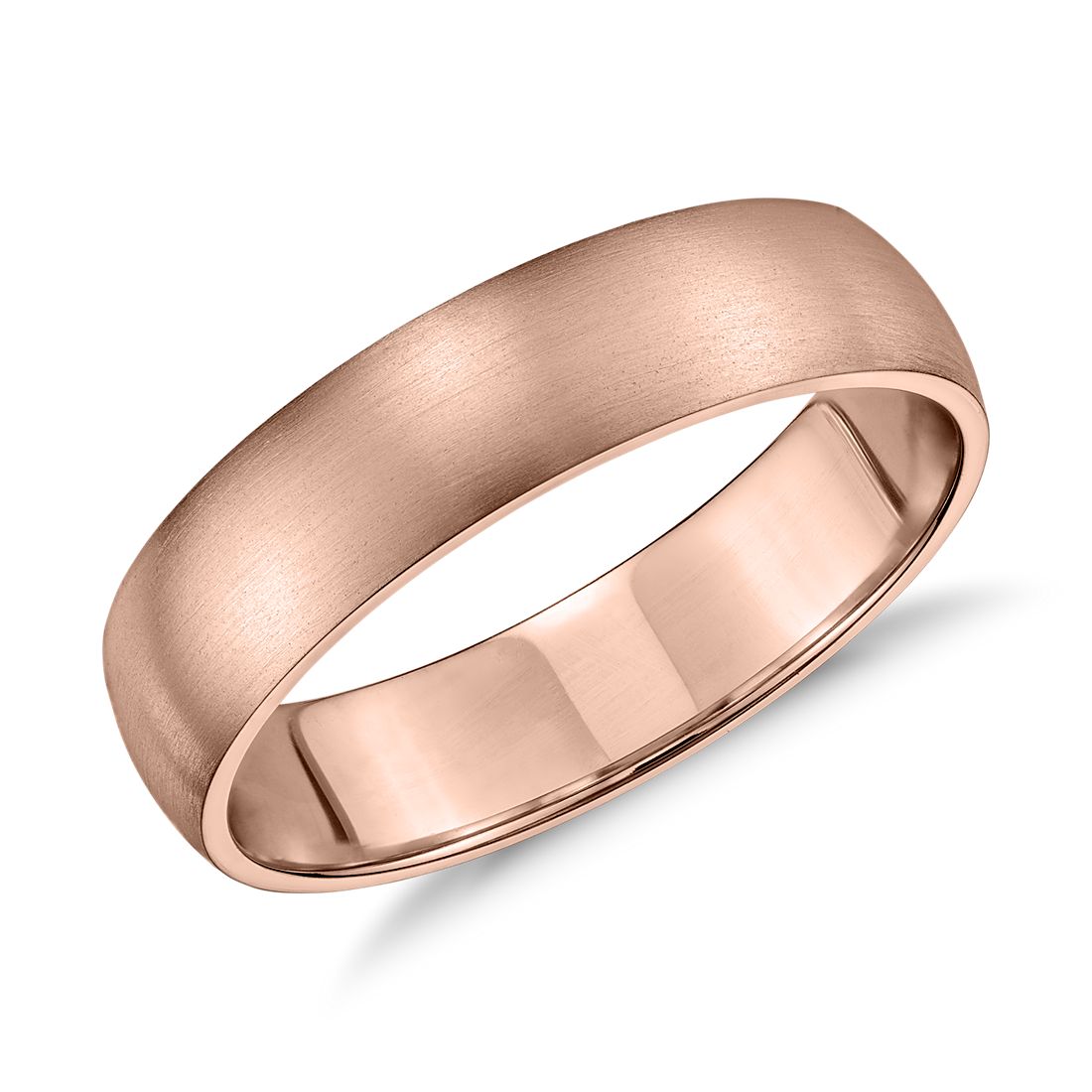 14k Rose Gold 5mm Classic Plain Comfort Fit Wedding Band Ring