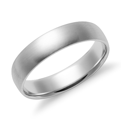 Matte Mid-weight Comfort Fit Wedding Band in 14k White Gold (5mm ...