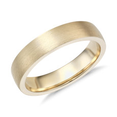 Matte Low Dome Comfort Fit Wedding Ring in 14k Yellow Gold (5 mm)