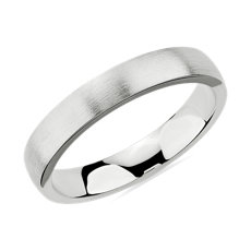 Matte Low Dome Comfort Fit Wedding Ring in 14k White Gold (4mm)