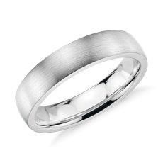 Matte Low Dome Comfort Fit Wedding Ring in 14k White Gold (5mm)