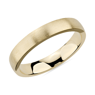 Matte Low Dome Comfort Fit Wedding Ring in 14k Yellow Gold (4 mm