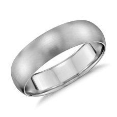 Matte Mid-weight Comfort Fit Wedding Band in 14k White Gold (6mm)