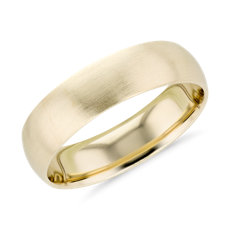 Matte Mid-weight Comfort Fit Wedding Band in 14k Yellow Gold (6mm) 