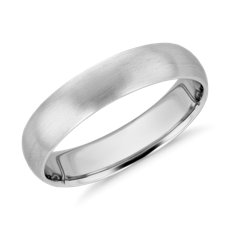 铂金哑光中量内圈圆弧设计结婚戒指（5 毫米） 