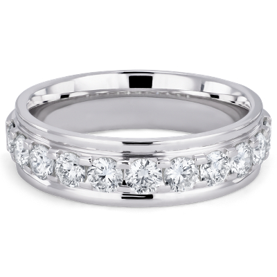 Men's Alpine Raised Diamond Centre Wedding Ring in Platinum (1 1/2 ct ...
