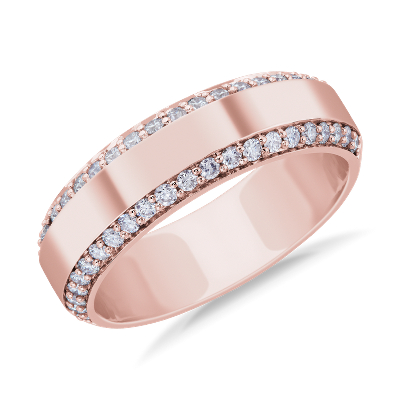 NEW Men's Beveled Edge Diamond Ring in 14k Rose Gold (6.5 mm, 0.57 ct. tw.)