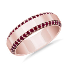 NEW Men's Ruby Edge Pave Ring in 14k Rose Gold