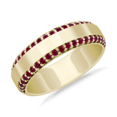 NEW Men's Ruby Edge Pave Ring in 14k Yellow Gold (6.5 mm, 3/4 ct. tw.)
