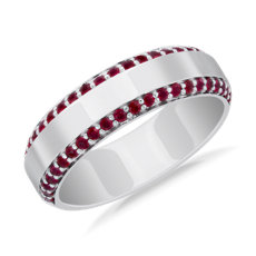 NEW Men's Ruby Edge Pave Ring in Platinum