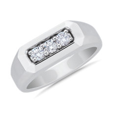 NEW Men's Trio Diamond Ring in 14k White Gold (3.8 mm, 0.45 ct. tw.)