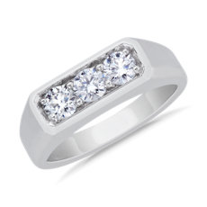 NEW Men's Trio Diamond Ring in 14k White Gold (3.5 mm, 0.96 ct. tw.)