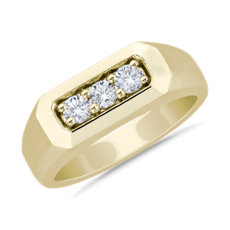 NEW Men's Trio Diamond Ring in 14k Yellow Gold (3.8 mm, 1/2 ct. tw.)