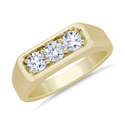 con trío de diamantes para en oro amarillo de 14 k (3,5 mm, qt. total) | Blue Nile