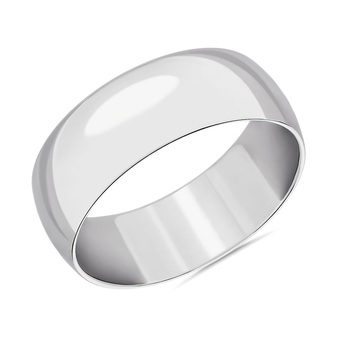 Mid-weight Comfort Fit Wedding Ring in 14k White Gold (8mm)