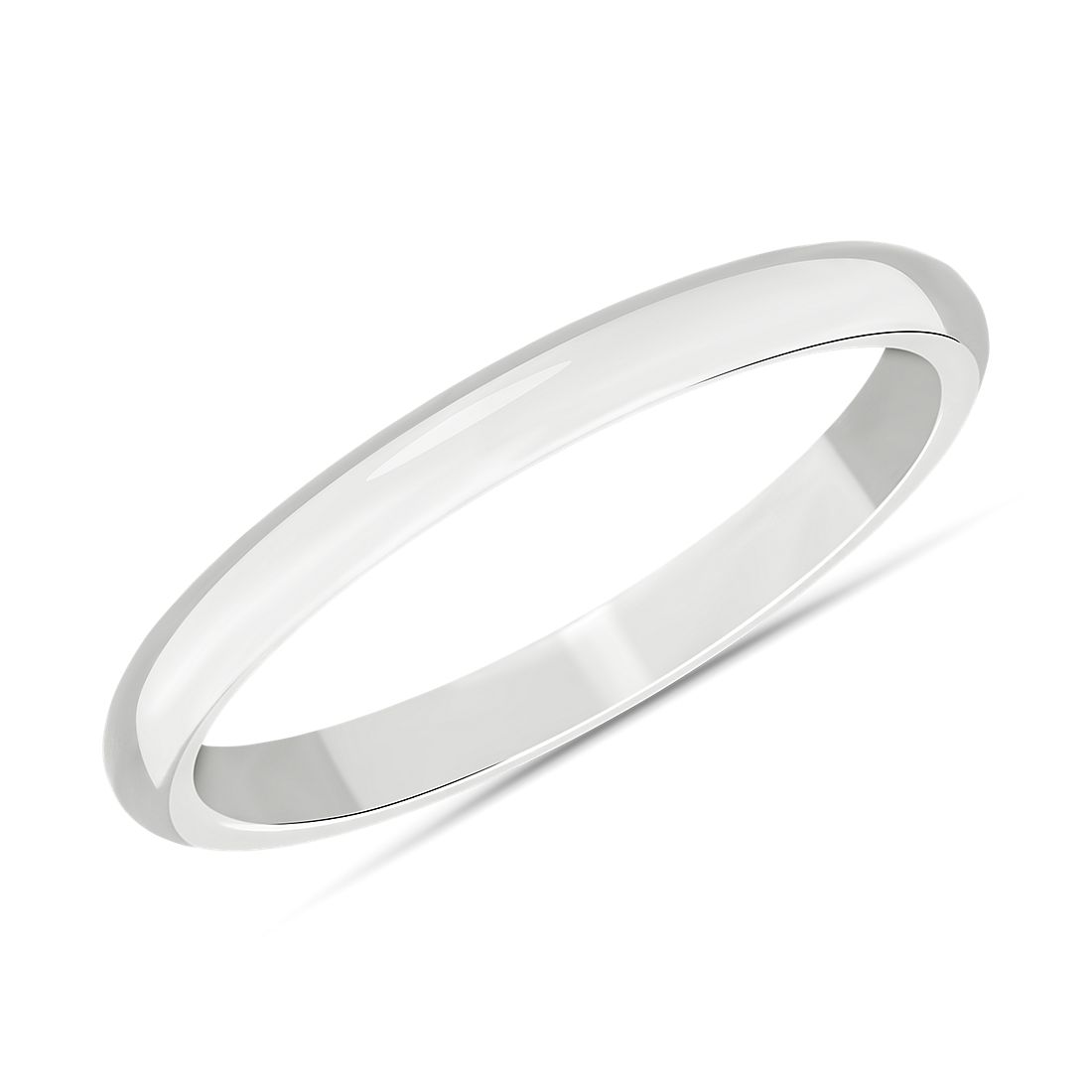 Mid-weight Comfort Fit Wedding Ring in 14k White Gold (2mm)