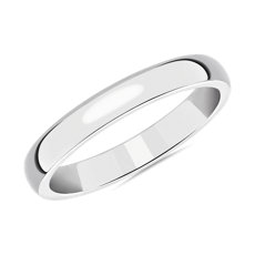 14k 白金中量内圈圆弧设计结婚戒指（3 毫米）