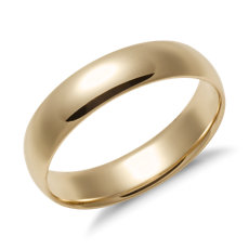 Alianza de bodas de diseño redondeado y peso intermedio en oro amarillo de 14k (5 mm)