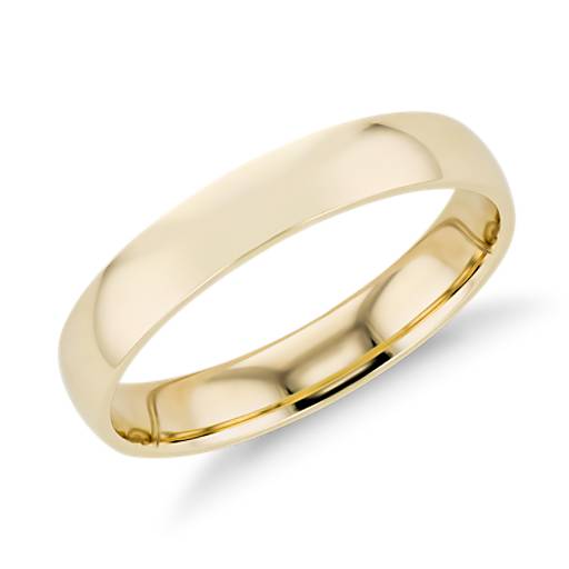 Paradise Jewelers 14K Solid Yellow Gold 4MM Plain Regular Fit Wedding Band