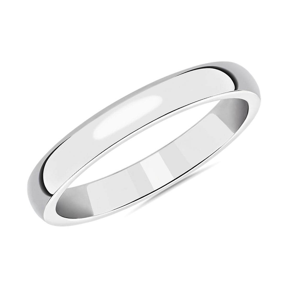 铂金中量内圈圆弧设计结婚戒指（3 毫米）