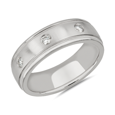Milgrain Burnished Set Diamond Wedding Ring in Platinum (5 mm, 1/5 ct ...