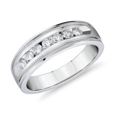 Milgrain Channel Set Diamond Wedding Ring in 14k White Gold (7 mm, 1/2 ct. tw.)