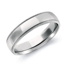 14k 白金锯状内圈圆弧设计结婚戒指（5 毫米）