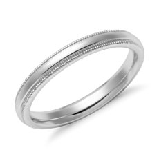 14k 白金锯状内圈圆弧设计结婚戒指（2.5 毫米）