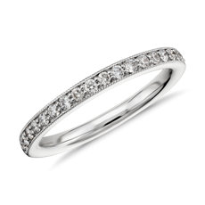 Riviera Pavé Milgrain Diamond Ring in 14k White Gold