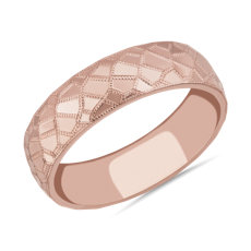 Mosaic Polished Wedding Ring in 14k Rose Gold (6mm)