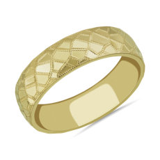 NEW Mosaic Polished Wedding Band in 18k Yellow Gold (6mm)