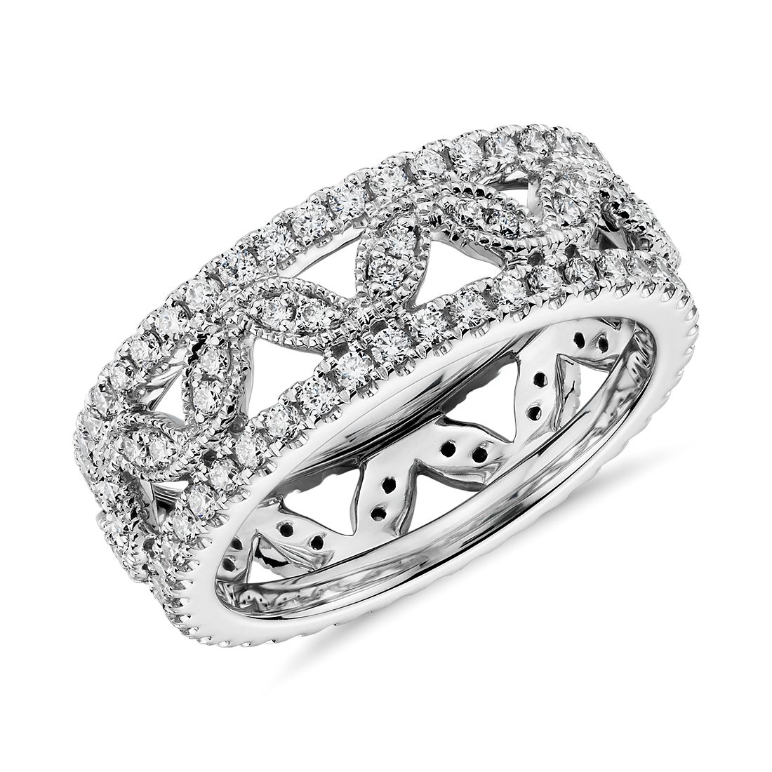 Open Leaf Diamond Eternity Band in 14k White Gold (1 ct. tw.)