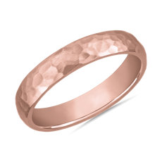 Organic Hammered Wedding Ring in 14k Rose Gold (4mm)