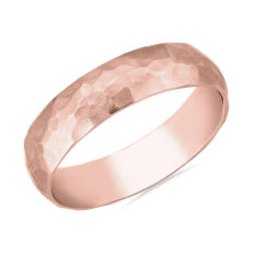 Organic Hammered Wedding Ring in 14k Rose Gold (5mm)