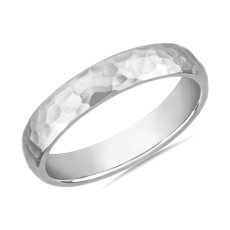 Organic Hammered Wedding Ring in 14k White Gold (4mm)