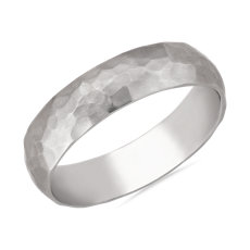 Organic Hammered Wedding Ring in 14k White Gold (5mm)